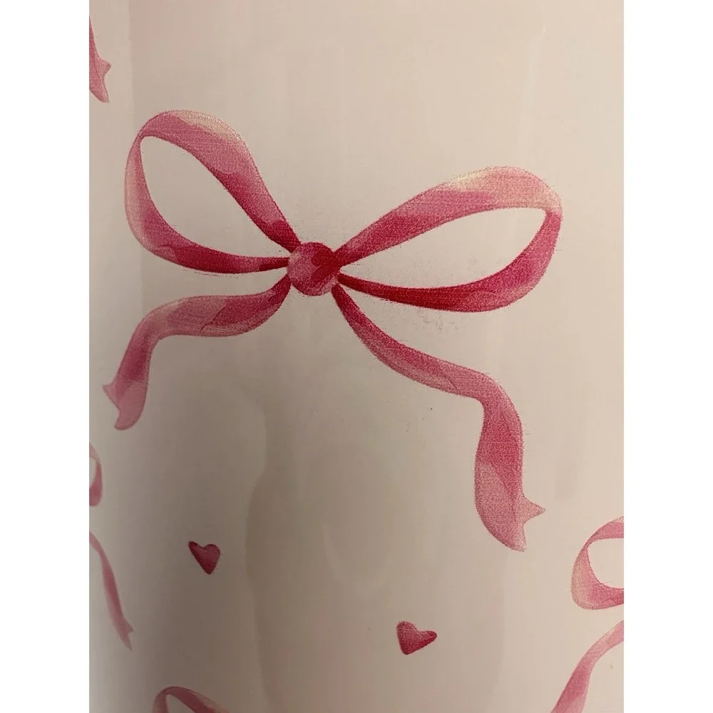 Pink Bow Tumbler 27oz Market Square Bottle Handle Lid Coquette Cute Travel